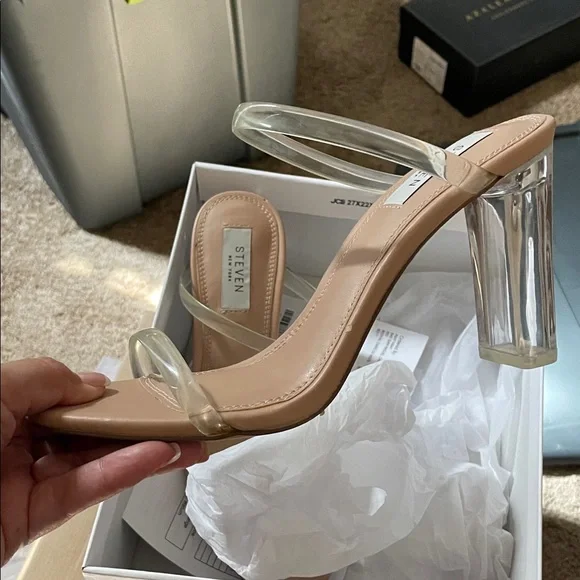 Steven Nude Women's Heels with Transparent Straps - Picture 2 of 4